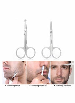 Excefore Professional Small Ear Nose Hair Scissors, Curved and Safety Rounded Tip Grooming Trimming Beauty Shears for Nail, Facial, Mustache, Eyebrows and Eyelashes 2 Pack  - Image 1