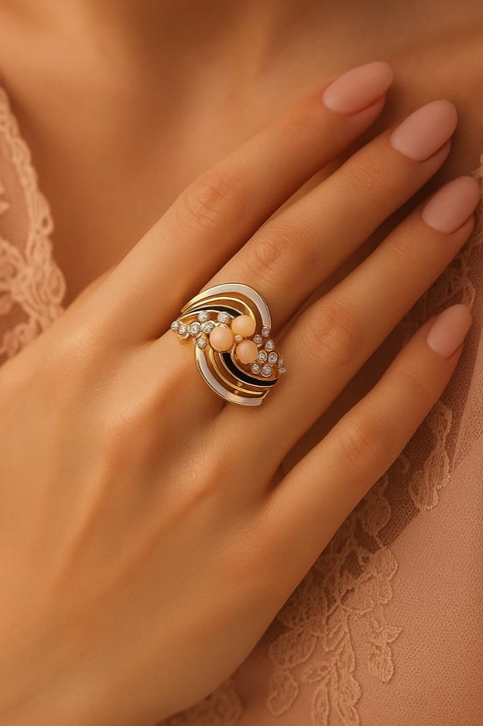 روماد خاتم ذهب مطلي بالذهب عيار 18 قيراط خاتم كلاسيكي مرصع بالألماس - Image 2