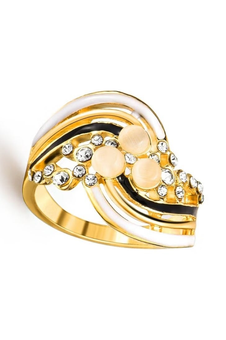 روماد خاتم ذهب مطلي بالذهب عيار 18 قيراط خاتم كلاسيكي مرصع بالألماس - Image 3