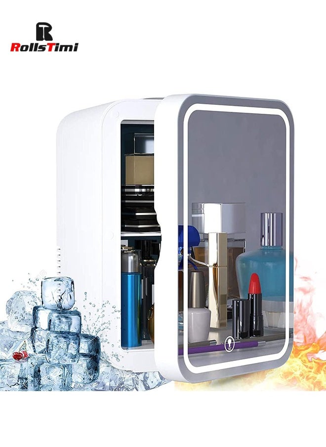 RollsTimi  8L Mini Makeup Fridge with LED Light Mirror Portable Cosmetic Storage Refrigerator Cooler&Warmer Freezer for Home Car  - Image 1