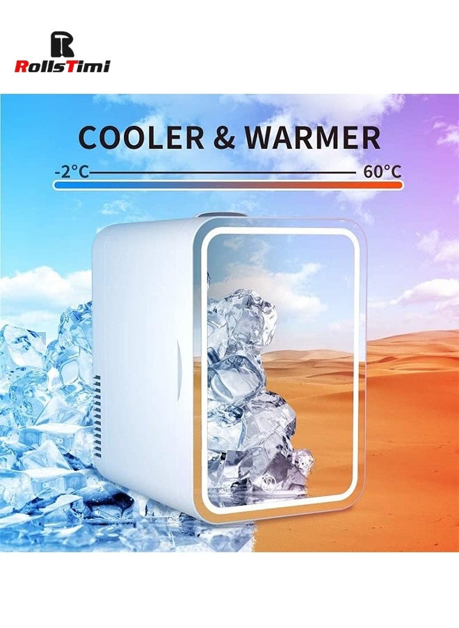RollsTimi  8L Mini Makeup Fridge with LED Light Mirror Portable Cosmetic Storage Refrigerator Cooler&Warmer Freezer for Home Car  - Image 5