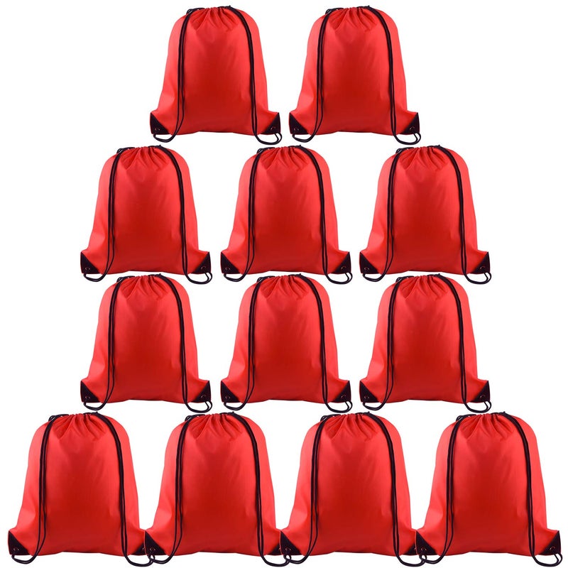 KUUQA 12 Pcs Drawstring Backpack Bags Sport Gym Sack Cinch Bags Bulk for School Traveling and Storage Red - Image 2