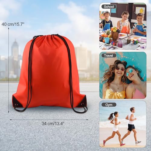 KUUQA 12 Pcs Drawstring Backpack Bags Sport Gym Sack Cinch Bags Bulk for School Traveling and Storage Red - Image 3
