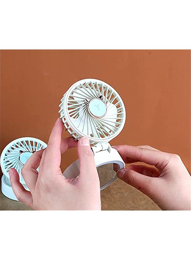 1 PCS USB Charging Cosmetic Mirror With Light Small Fan Folding Pocket Small Fan Hanging Neck Desktop Handheld Fan (purple)  - Image 4
