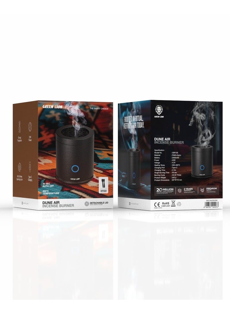 GREEN LION Dune Air Incense Burner with Long Time Battery Life & Strong Fragrance / 30 Sec Single Burning Time / 2000 mAh Rechargeable Battery / Auto Shut Off - Black - Image 3