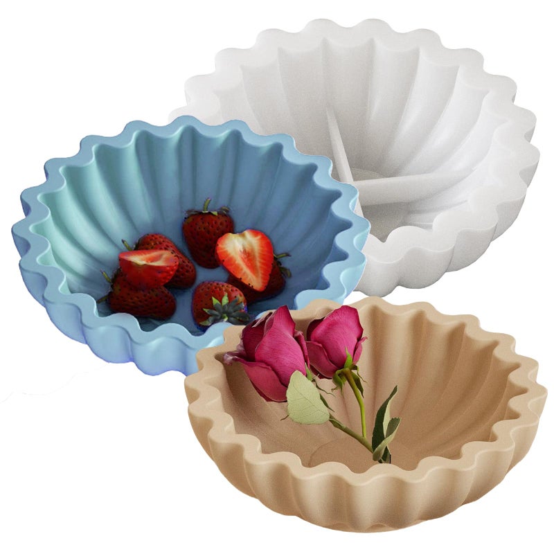 Wehous Unique Bowl Resin Molds 3D Candle Holder Container Resin Concrete Silicone Molds Jewelry Holder Trinket Storage Tray Plate Candy Holder Plant Pot Mold for Casting Clay Craft Ornament