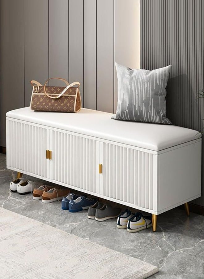 JCB CHIC Shoe Storage Bench with Lift Top Storage, Entryway Bench with Cushioned Seats,Adjustable Shelf, Shoe Cabinet with Hidden Storage for Entryway, Bedroom, Living Room, White - Image 1