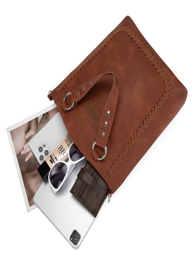 Wrangler Crossbody Purse for Women Work Tote Bag Brown Women's Top-handle Satchel Bag with Convertible Strap and Rivet Disign WG94G-8317BR - Image 4
