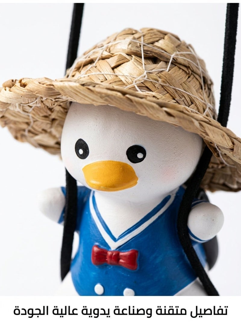 Growpal Adorable Duck Car Hanging Decoration – Straw Hat Ornament, Unique & Playful Interior Accessory - Image 2