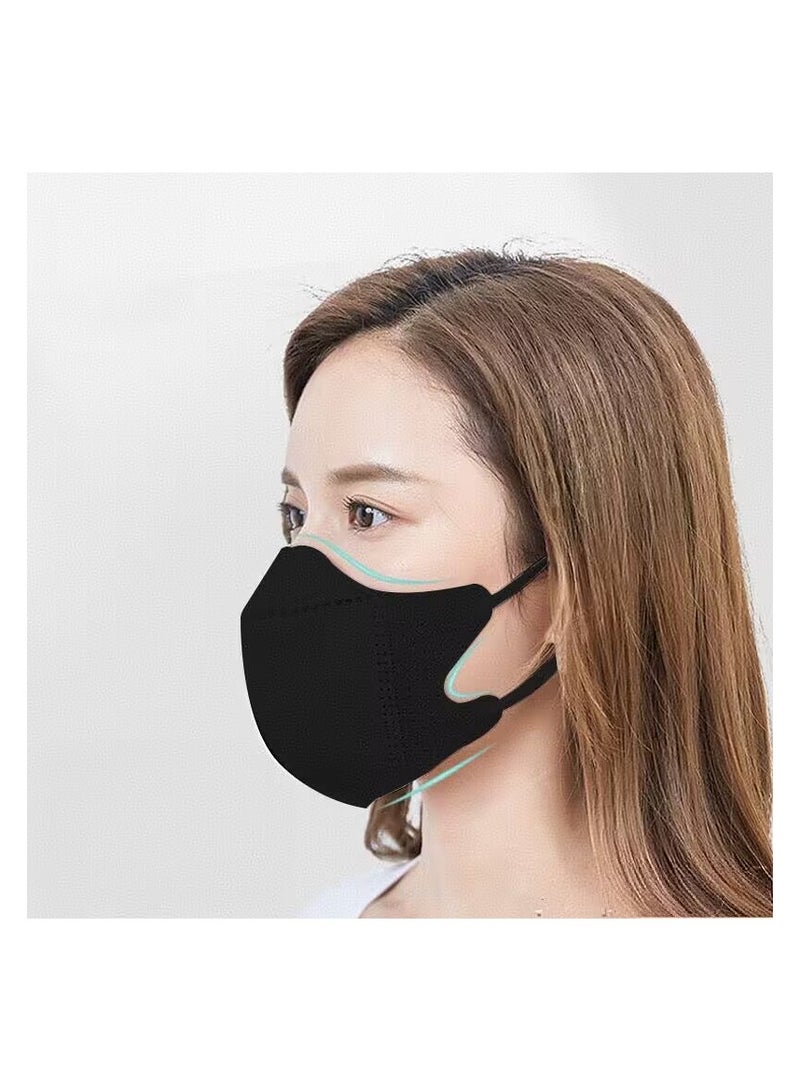 20pc Face Mask 3D Disposable Adult's 3-Ply Melt Blown Filter Black Face Mask with Elastic Ear Loop - Image 2