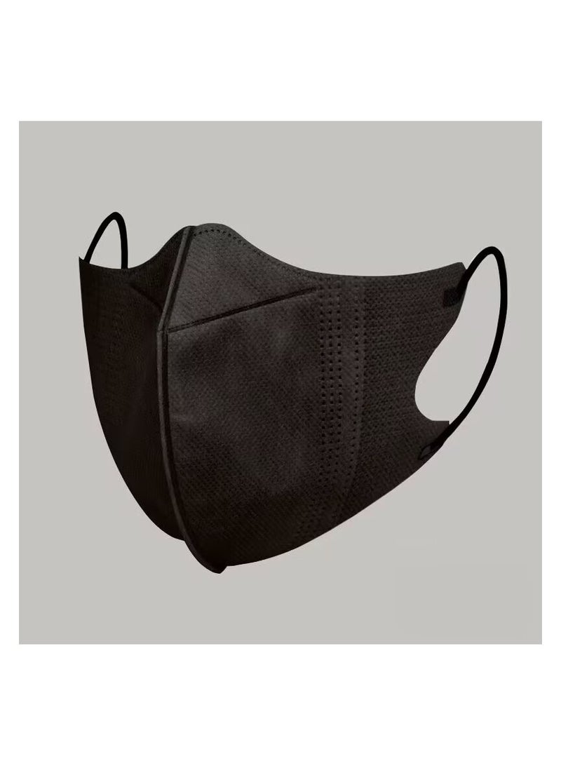 20pc Face Mask 3D Disposable Adult's 3-Ply Melt Blown Filter Black Face Mask with Elastic Ear Loop - Image 3