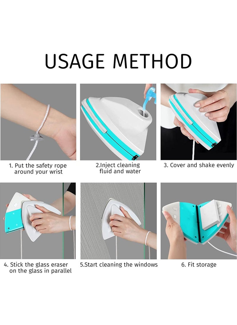 Arabest - Magnetic Glass Cleaning Brush Double Side Glass Cleaning Brush For Window Cleaning Household Cleaning Tool Magnetic Window Cleaner Brush Thickness 0.6''- 1''(15-26mm) - Image 1