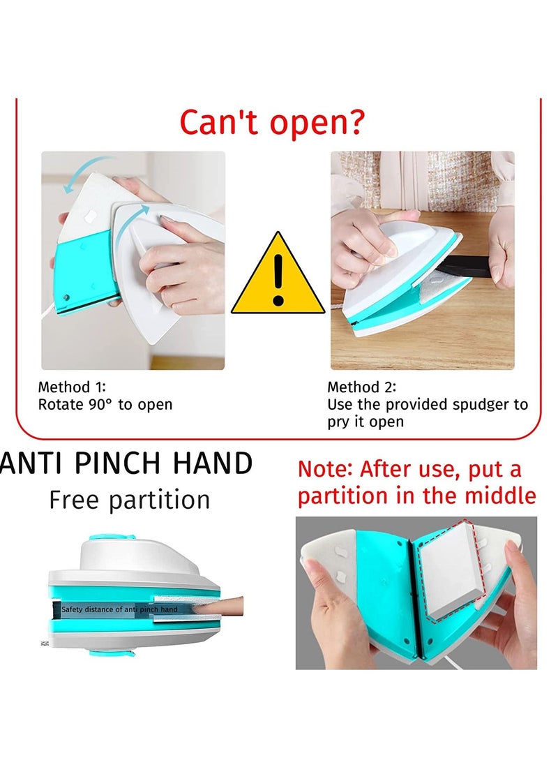 Arabest - Magnetic Glass Cleaning Brush Double Side Glass Cleaning Brush For Window Cleaning Household Cleaning Tool Magnetic Window Cleaner Brush Thickness 0.6''- 1''(15-26mm) - Image 1