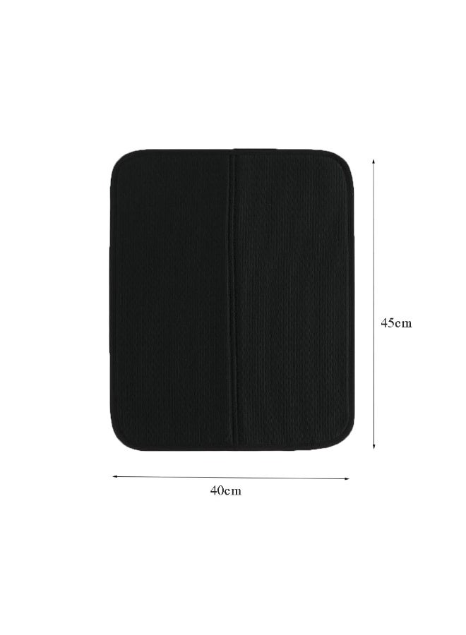Black Microfiber Super Absorbent Dish Drying Mat 40×45cm, Quick Dry Multi-Purpose Kitchen Countertop Dish Draining Pad - Image 3