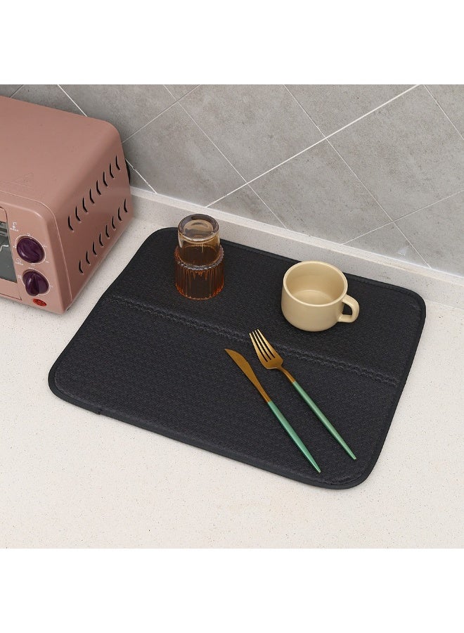 Black Microfiber Super Absorbent Dish Drying Mat 40×45cm, Quick Dry Multi-Purpose Kitchen Countertop Dish Draining Pad - Image 5