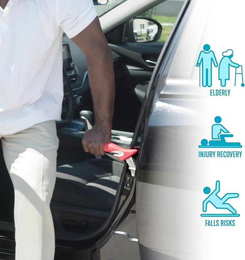 Stander HandyBar, Portable Vehicle Support Handle with Window Breaker and Seat Belt Cutter for Adults, Seniors, and Elderly, Car Door Assist Handle with Non-Slip Grip and Emergency Safety Tools - Image 2