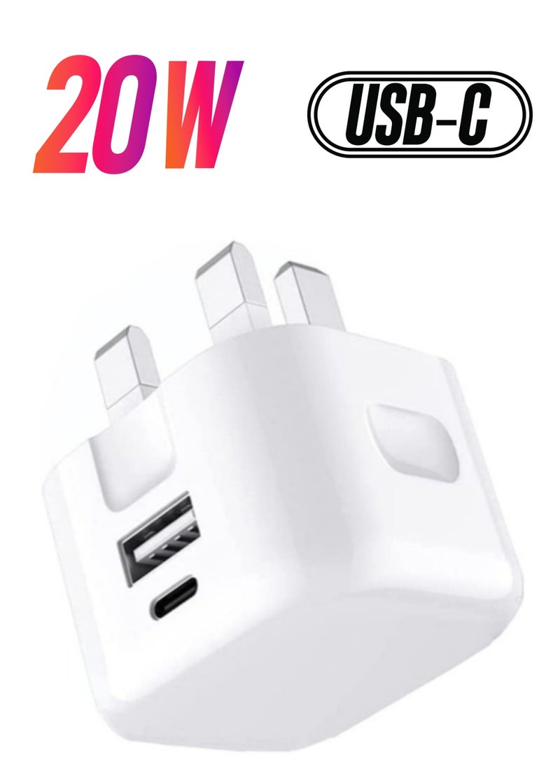 ELTRAZONE Charger Plug For Google Pixel 7 / Pixel 7 Pro/Pixel 6A / Pixel 6 / Pixel 6 Pro, 20W Dual Port USB & USB C Charger Plug Type C PD Charging Power Adapter Fast Charge Travel Fast Charging Phone Charger - Image 1