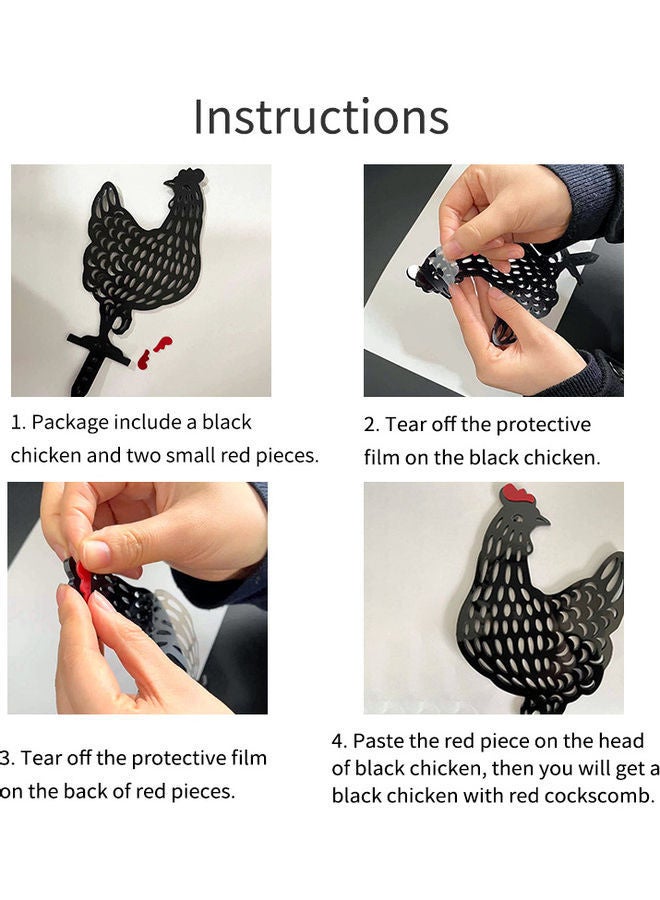 إسكدنيا ديكور لحديقة المنزل على شكل دجاجة, يتم تثبيته أرضية الحديقة أسود - Image 3