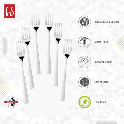 FnS Slimline Stainless Steel Mirror Finish Dinner Fork Set of 6 for Noodles, Dinner Cutlery Set for Home Kitchen and Dinning - Image 4