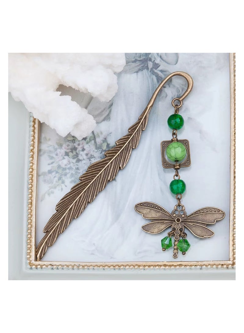 "هدية مثالية لعشاق القراءة والطبيعة: فاصل كتاب يعسوب وريشة "