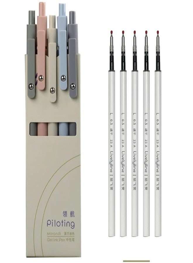 sencoo 10 pack Black Gel Pens and Refills 0.5mm Fine Point Quick Drying Ink Smooth Writing Retractable Pens (5 Pens+5 Original Refills) (style1) - Image 1