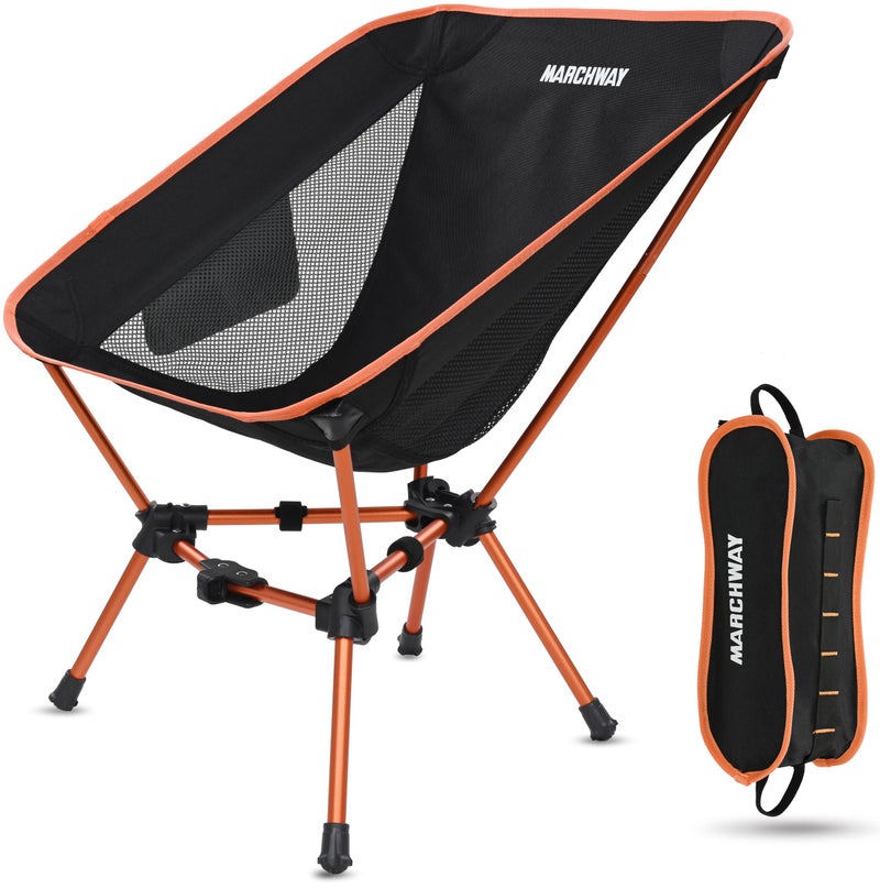 MARCHWAY Lightweight Folding Camping Chair, Portable Foldable Compact for Outdoor Camp, Travel, Beach, Picnic, Festival, Hiking, Backpacking, Supports 330Lbs (Orange) - Image 1