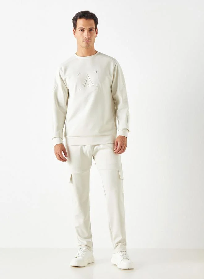 ADOT by Splash Embossed Sweatshirt with Crew Neck and Long Sleeves