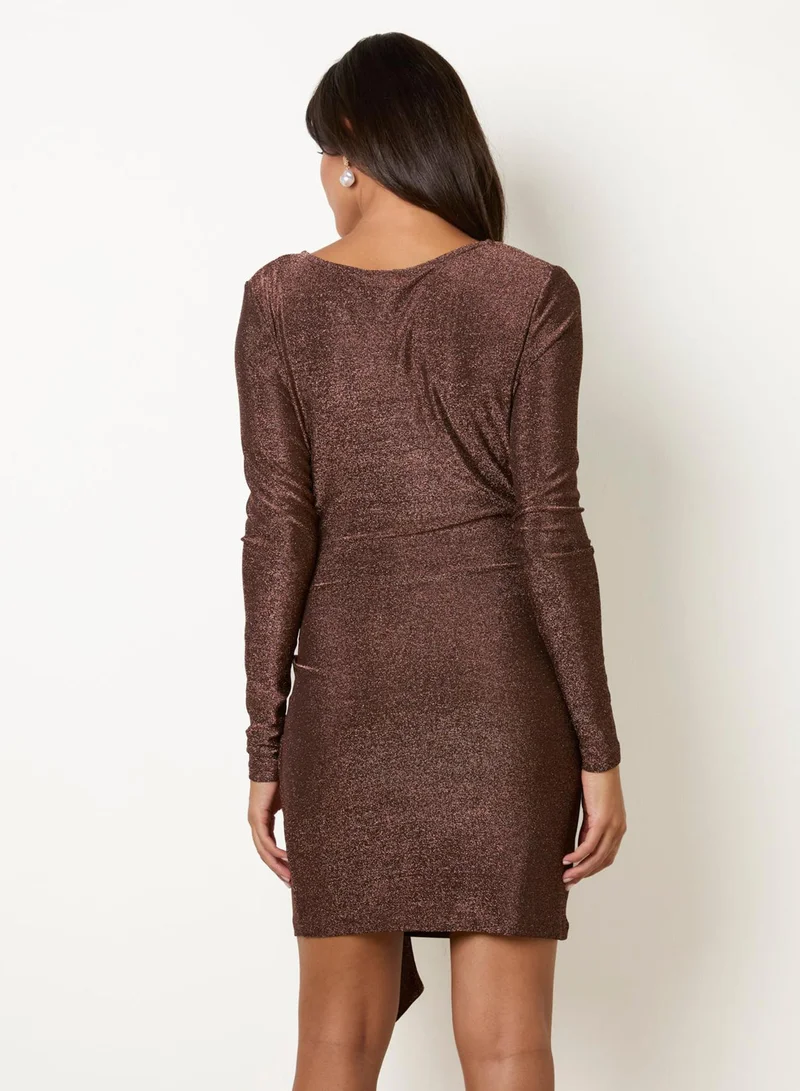 بلو فانيلا Slinky Metallic Tie Front Mini Dress