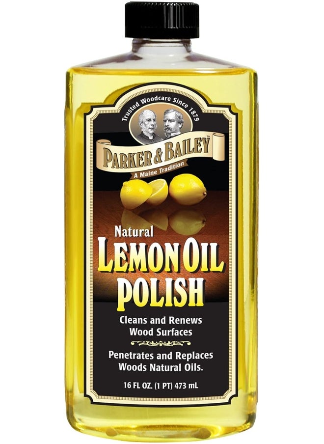 Parker & Bailey Parker & Bailey Lemon Oil Polish - Natural Lemon Scented Wood Cleaner & Furniture Polish, Cleans, Renews, Restores & Rejuvenates Wood Surfaces, 16oz  - Image 1