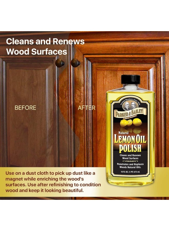 Parker & Bailey Parker & Bailey Lemon Oil Polish - Natural Lemon Scented Wood Cleaner & Furniture Polish, Cleans, Renews, Restores & Rejuvenates Wood Surfaces, 16oz  - Image 3