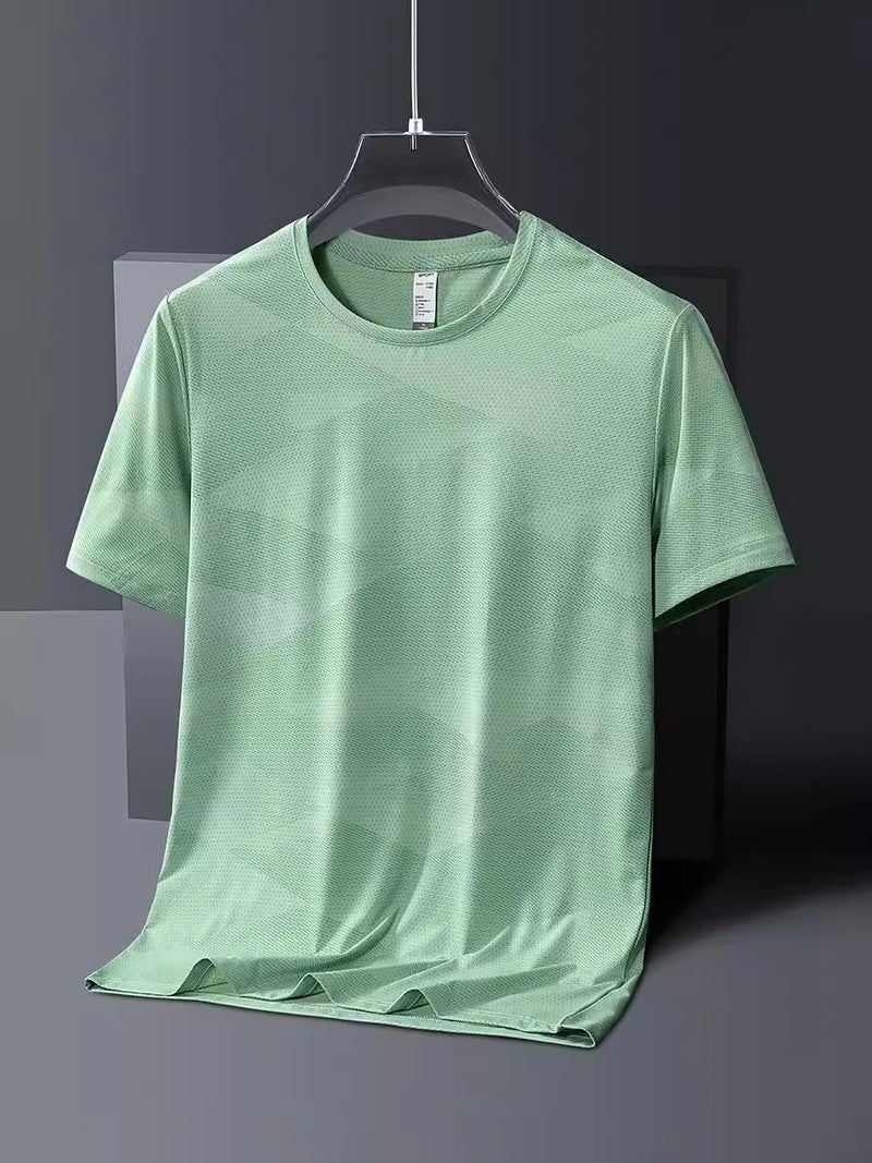 Ice Silk Short-Sleeved T-Shirt Men'S Korean-Style Trendy Round Neck Quick-Drying T-Shirt Sports Casual Breathable Top - Image 3