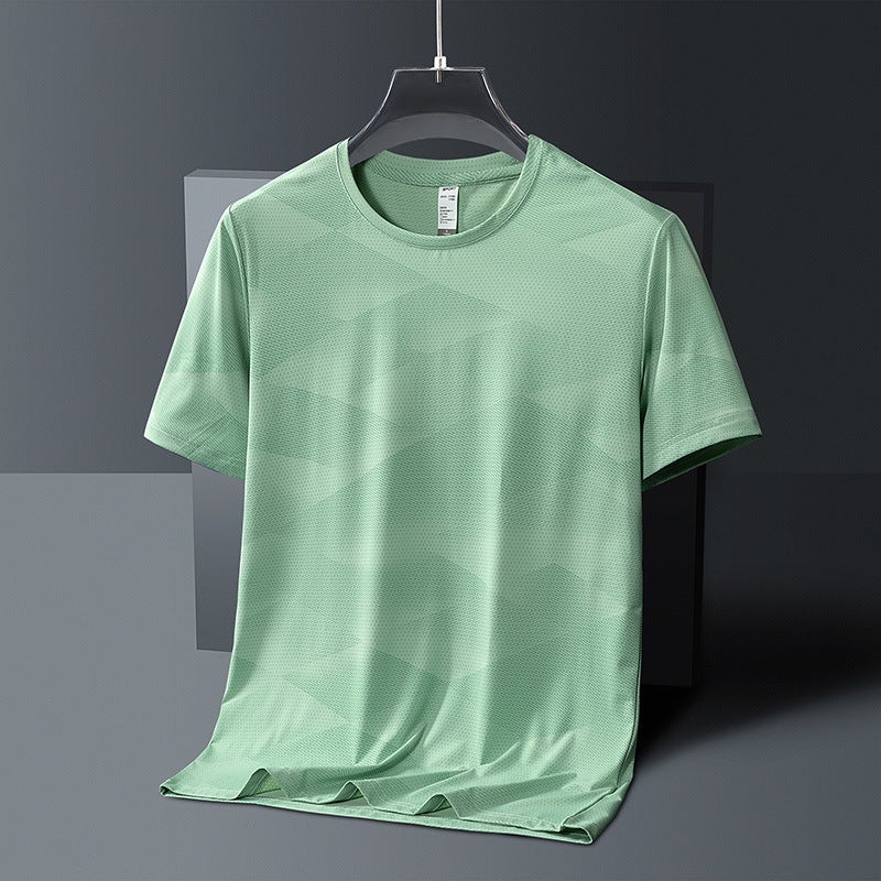Ice Silk Short-Sleeved T-Shirt Men'S Korean-Style Trendy Round Neck Quick-Drying T-Shirt Sports Casual Breathable Top - Image 1