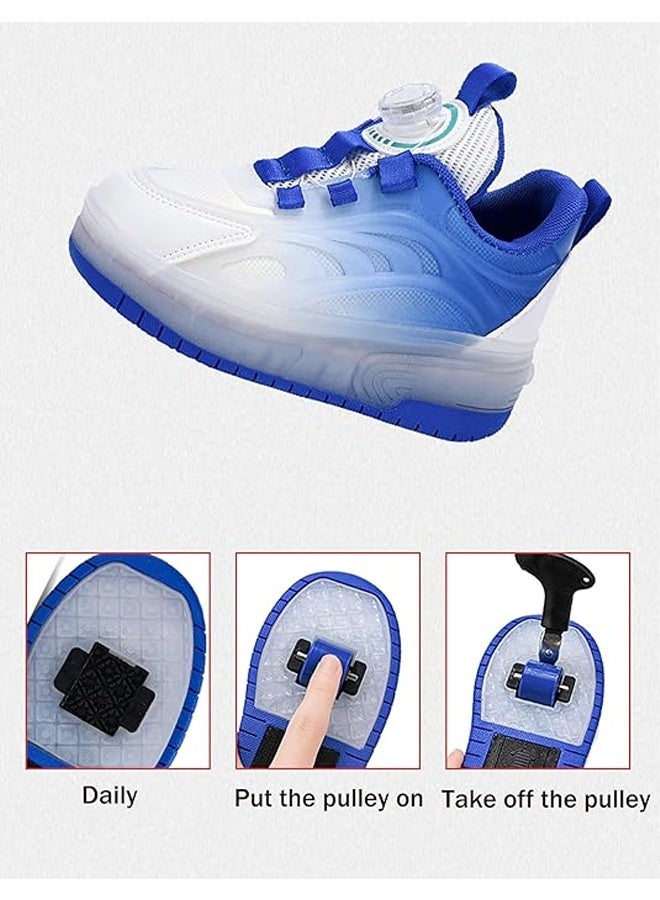 DUNISO Children's Roller Skates, Sports Shoes With Wheels, Flashing Led Lights, Rechargeable, Suitable For Boys And Girls Beginners, More Balanced, Blue - Image 3