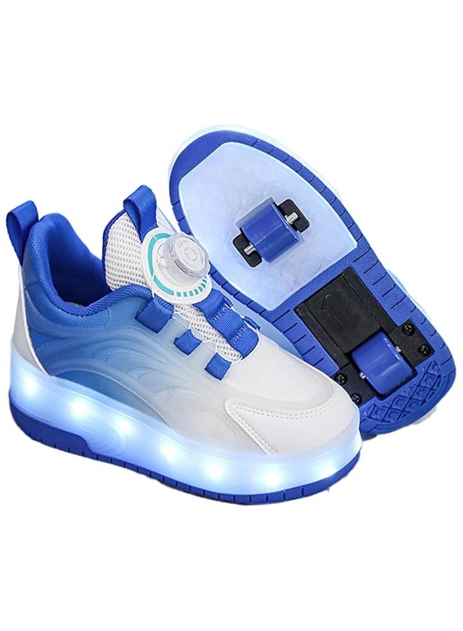 DUNISO Children's Roller Skates, Sports Shoes With Wheels, Flashing Led Lights, Rechargeable, Suitable For Boys And Girls Beginners, More Balanced, Blue - Image 1