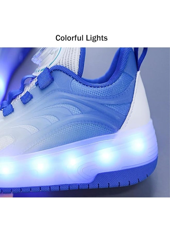 DUNISO Children's Roller Skates, Sports Shoes With Wheels, Flashing Led Lights, Rechargeable, Suitable For Boys And Girls Beginners, More Balanced, Blue - Image 5