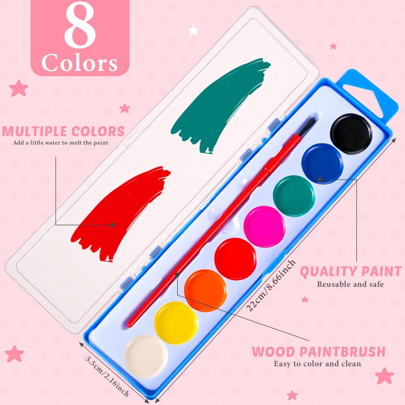 Sabary 30 Pack Watercolor Paint Set Bulk 8 Washable Water Color Paint with Card and Red Rope for Parties Birthday Party Favor Exchange Gift Prizes Graduation Present Art Supplies (Round) - Image 3