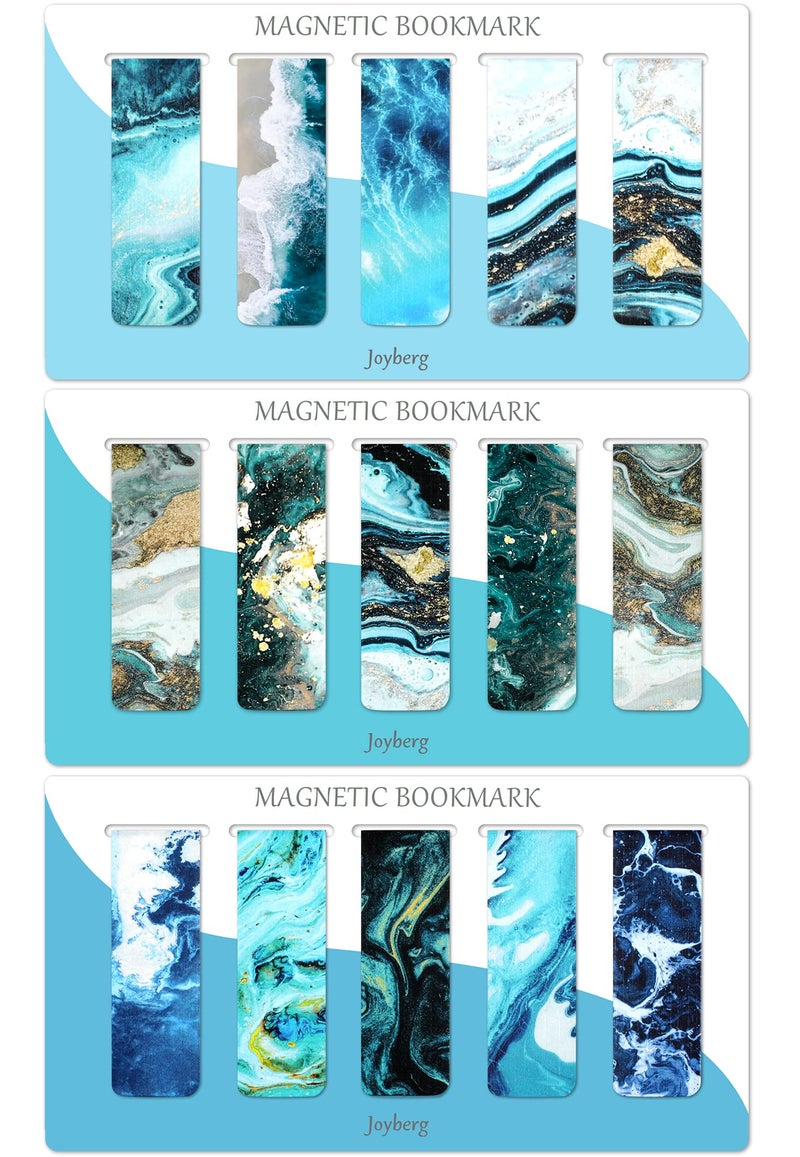 Joyberg 15 Pieces Bookmarks, Magnetic Bookmarks for Women, Men, Book Lovers, Page Markers for Students Teachers Reading (Multi Ocean) - Image 1