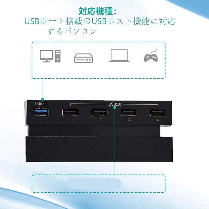 fosa High Speed 5-Port USB Hub 2.0 & 3.0 Expansion Hub Controller Adapter for Game Console - Image 2