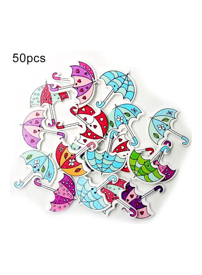NIBEMINENT 50-Piece Umbrella Shaped Wooden Button Set Multicolour 30x35mm - Image 1