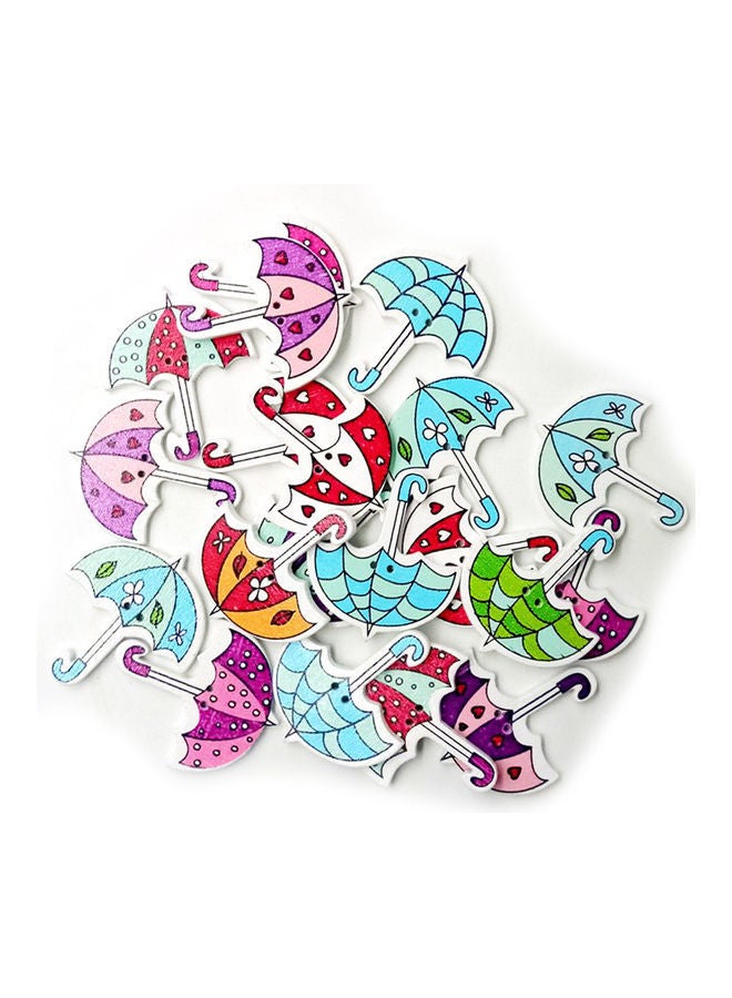 NIBEMINENT 50-Piece Umbrella Shaped Wooden Button Set Multicolour 30x35mm - Image 2