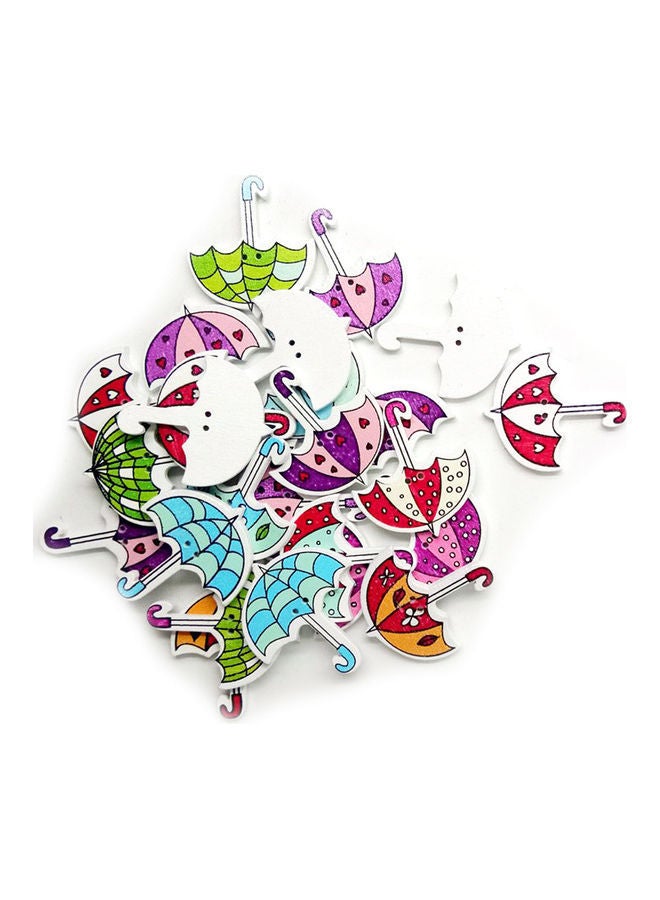 NIBEMINENT 50-Piece Umbrella Shaped Wooden Button Set Multicolour 30x35mm - Image 4