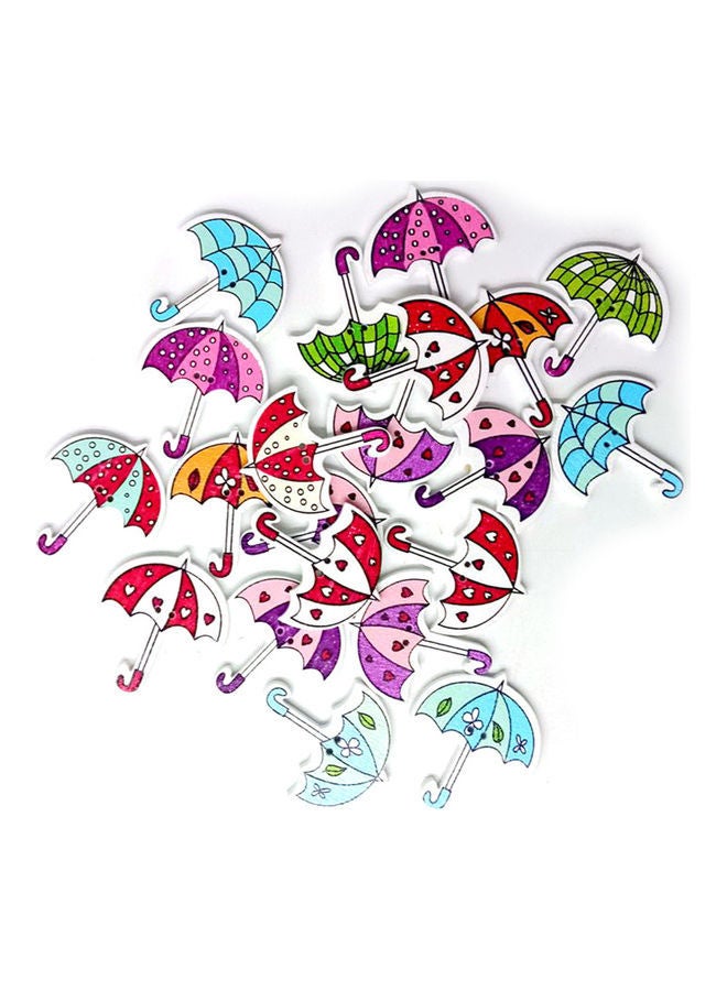 NIBEMINENT 50-Piece Umbrella Shaped Wooden Button Set Multicolour 30x35mm - Image 3