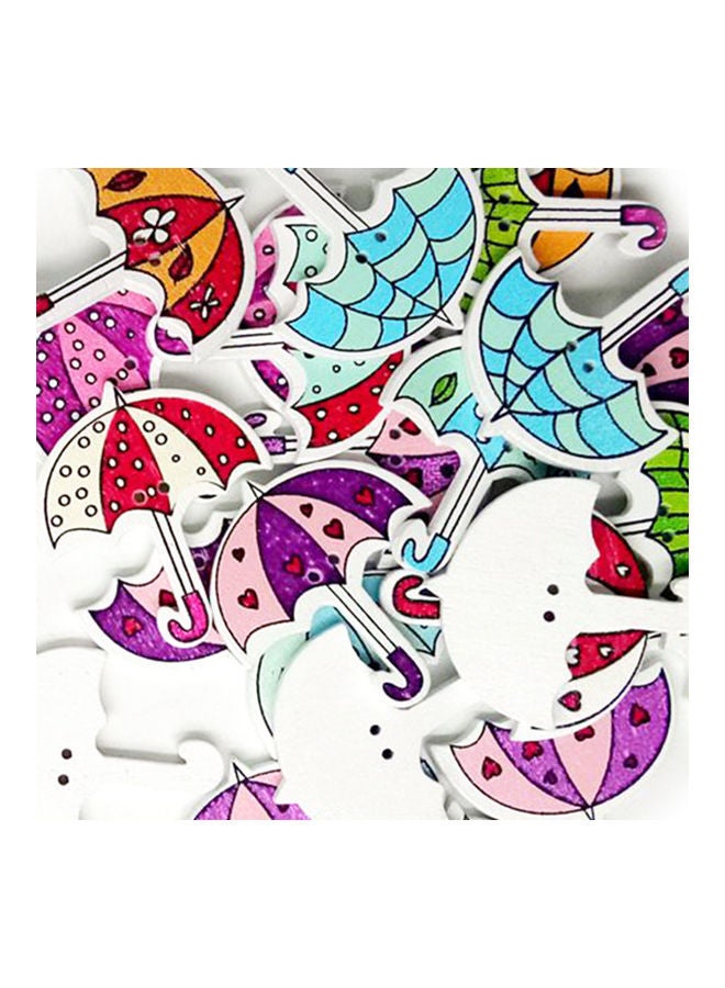 NIBEMINENT 50-Piece Umbrella Shaped Wooden Button Set Multicolour 30x35mm - Image 5