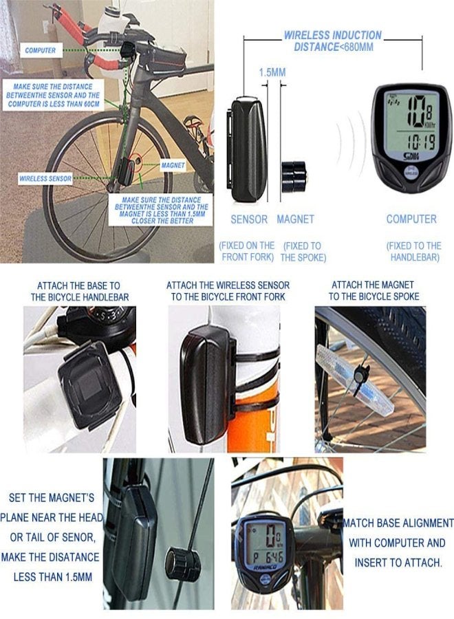Generic CYCLOTECH Wireless Bike Speedometer and Odometer with LCD Display, Waterproof Cycling Computer for Road and Mountain Bikes  - Image 3
