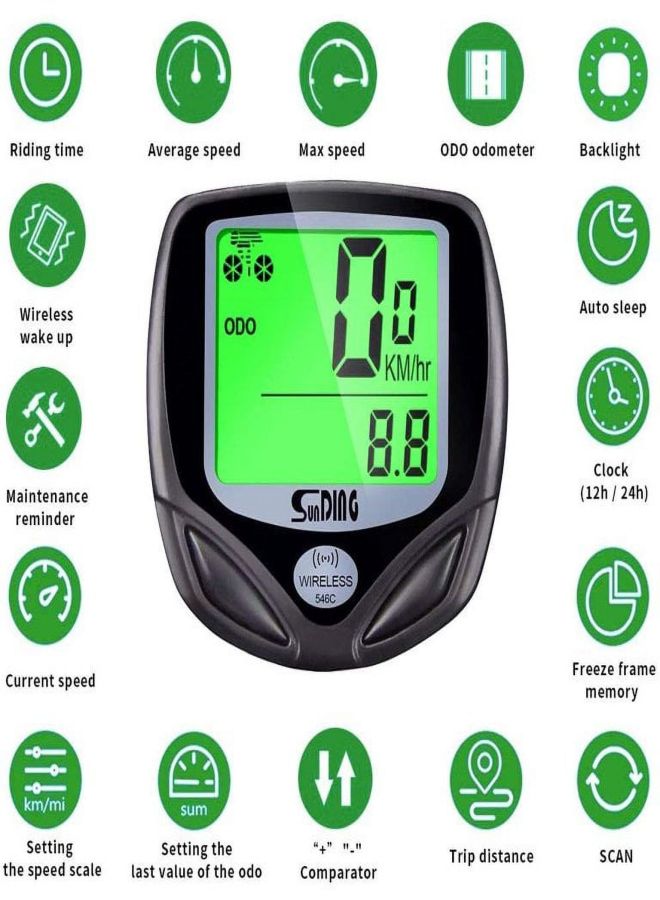 Generic CYCLOTECH Wireless Bike Speedometer and Odometer with LCD Display, Waterproof Cycling Computer for Road and Mountain Bikes  - Image 2