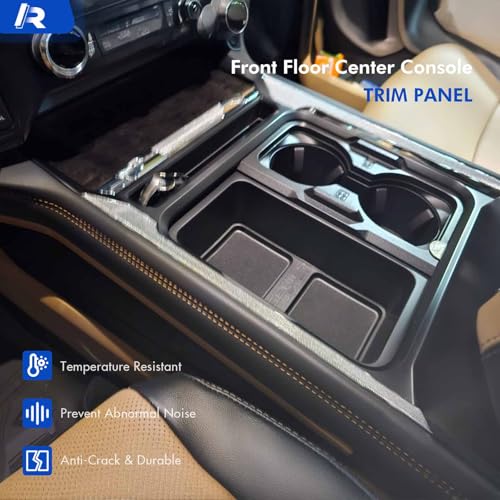 RHAOCZIYAUTO Front Floor Center Console Padded Black Leather Trim Panel Fit for Ford F250 F350 Super Duty 2023 2024 2025, Replace# PC3Z-2604609-CB PC3Z-2604608-CB PC3Z2604609CB PC3Z2604608CB - Image 4