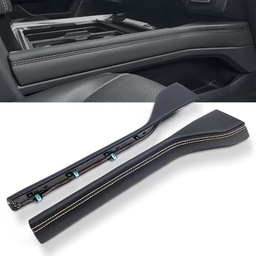 RHAOCZIYAUTO Front Floor Center Console Padded Black Leather Trim Panel Fit for Ford F250 F350 Super Duty 2023 2024 2025, Replace# PC3Z-2604609-CB PC3Z-2604608-CB PC3Z2604609CB PC3Z2604608CB - Image 1