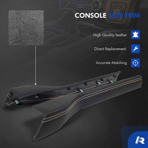 RHAOCZIYAUTO Front Floor Center Console Padded Black Leather Trim Panel Fit for Ford F250 F350 Super Duty 2023 2024 2025, Replace# PC3Z-2604609-CB PC3Z-2604608-CB PC3Z2604609CB PC3Z2604608CB - Image 3