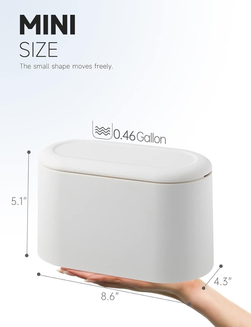 MONGTINGLU Mini Trash Can with Lid Removable Small Garbage Can, Tiny Plastic Trash Bin, Pop Up Countertop Wastebasket, Counter Garbage Lint Bin for Bathroom,Office,Kitchen,Desk(White) - Image 2