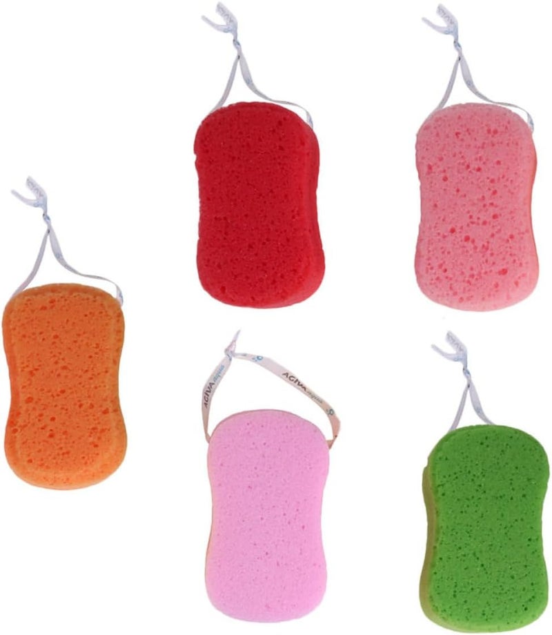 5pcs Bath Sponges Body Scrubber Deep Exfoliating Shower Sponge with Hanging Rope Mixed Colors for Home Bathing and Personal Care Style Color - Image 1